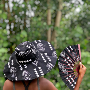 2 Set - Regular Brim Summer Hat & Fan