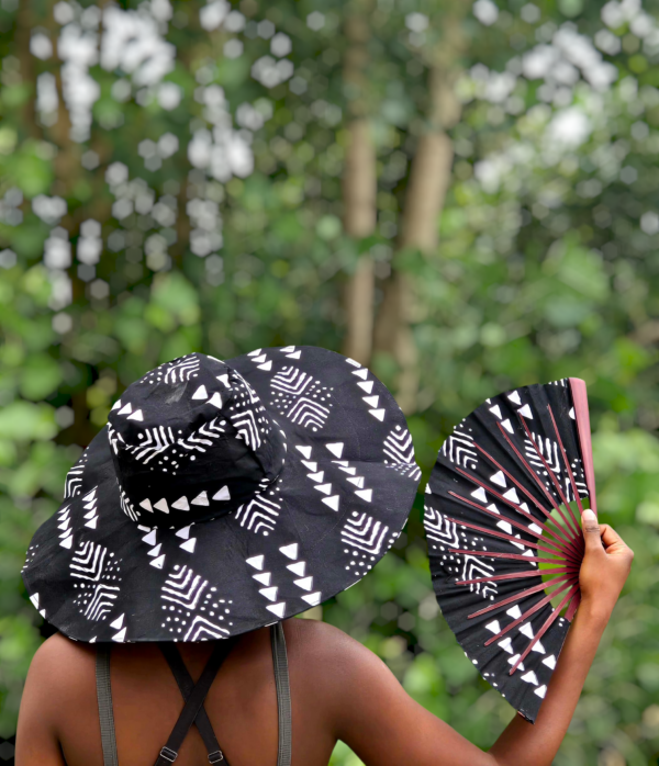 2 Set - Regular Brim Summer Hat & Fan