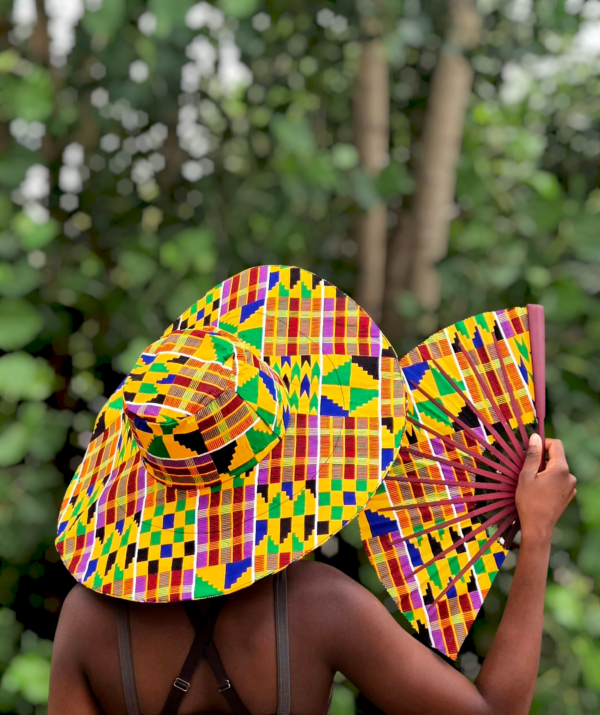 2 Set - Regular Brim Summer Hat & Fan